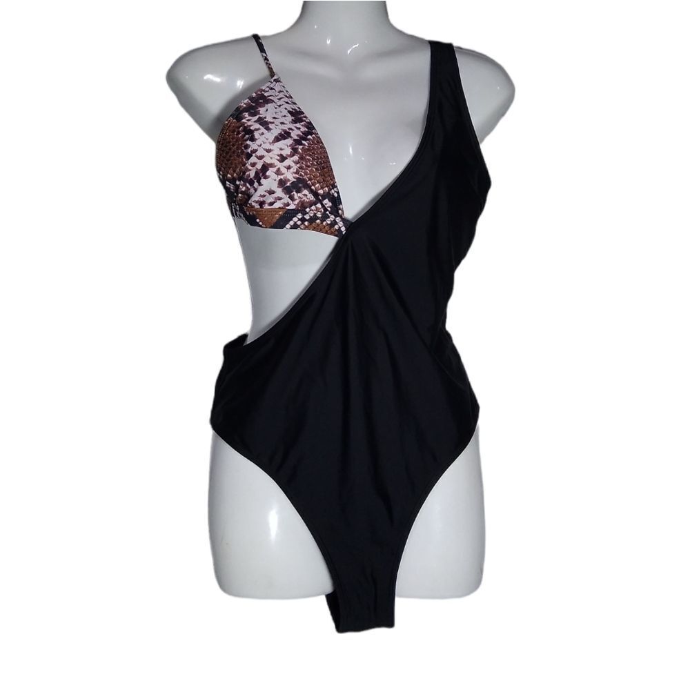 Monokini snakeskin and black L